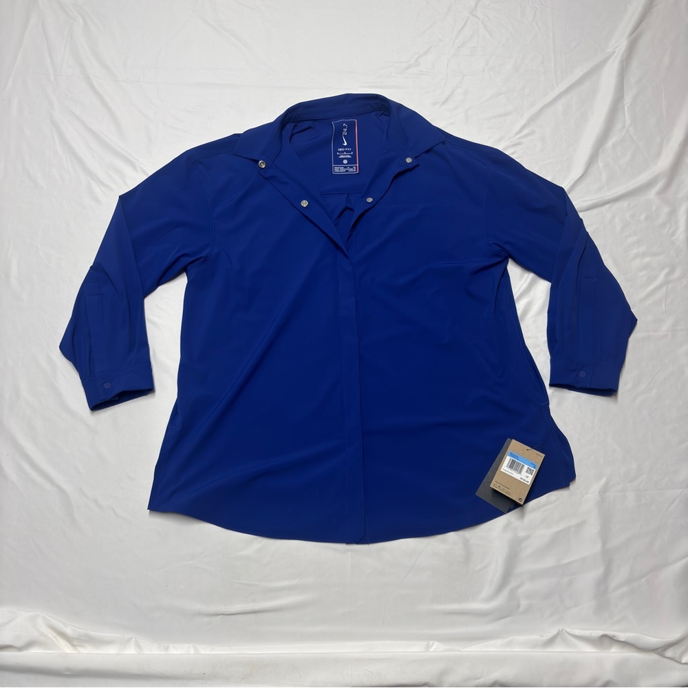NWT Nike Women’s 24.7 Dri-FIT Snap-Front Top - Royal Blue - Size M